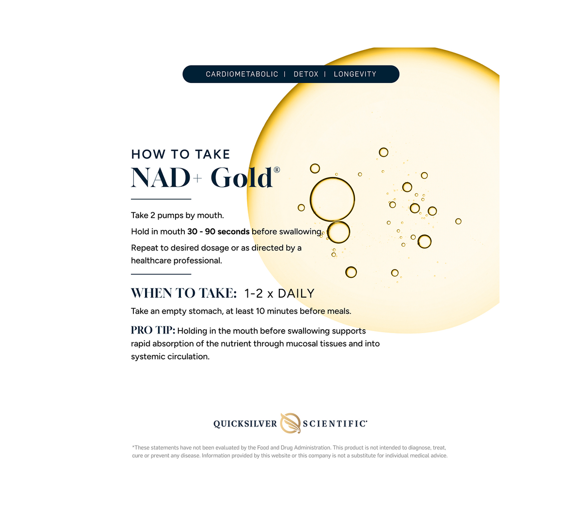 Quicksilver Scientific NAD+ Gold — Liposomal · 30 ml