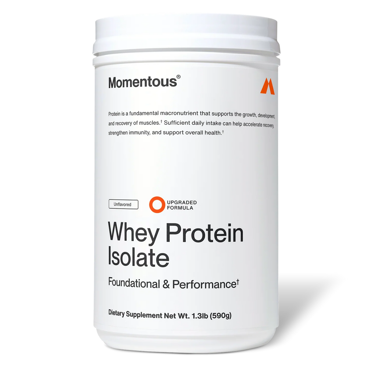 Momentous Whey Protein Isolate — 20 g Proteína Grass-Fed · Sin Sabor