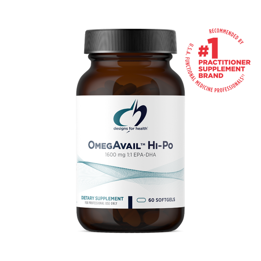 Designs for Health OmegAvail Hi-Po — 1.600 mg EPA+DHA · 120 cápsulas blandas
