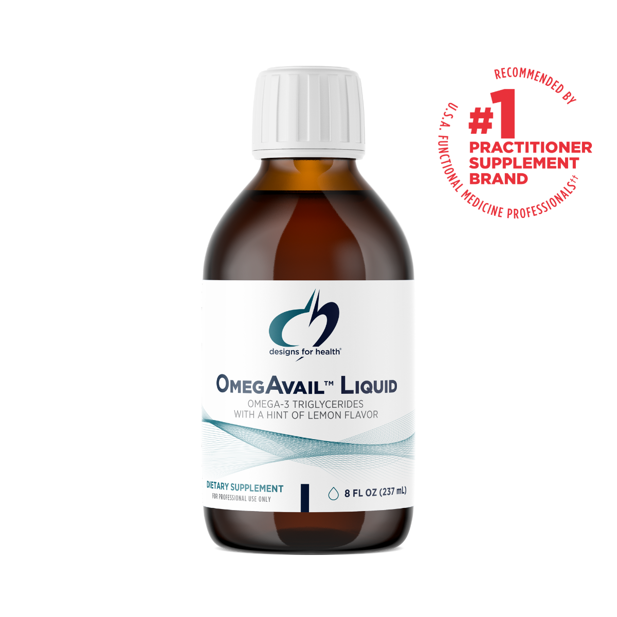 Designs for Health OmegAvail Liquid — Omega-3 Líquido 1.500 mg (725 EPA / 475 DHA) · Sabor Limón