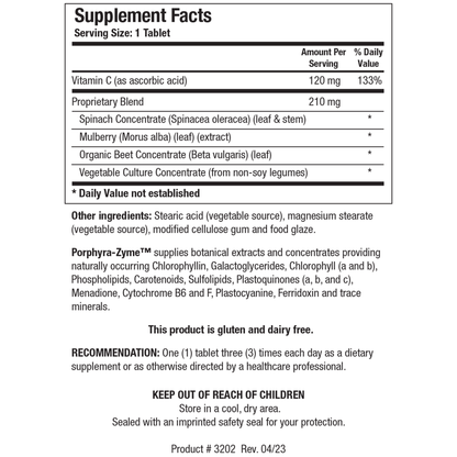 Porphyra-Zyme 90 comprimidos — Supplement Facts