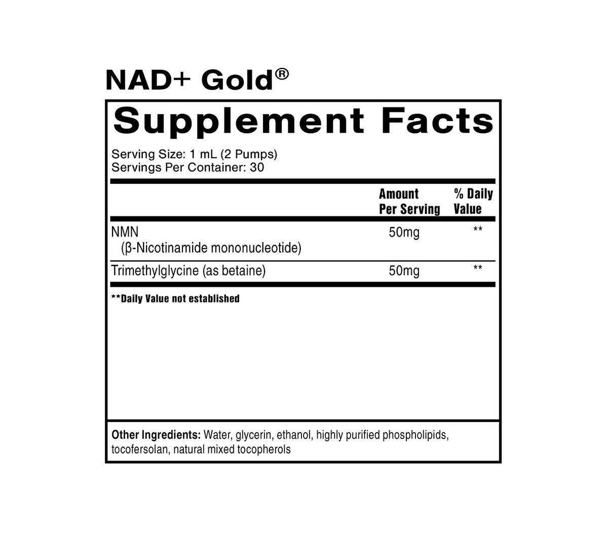 Quicksilver Scientific NAD+ Gold — Liposomal · 30 ml