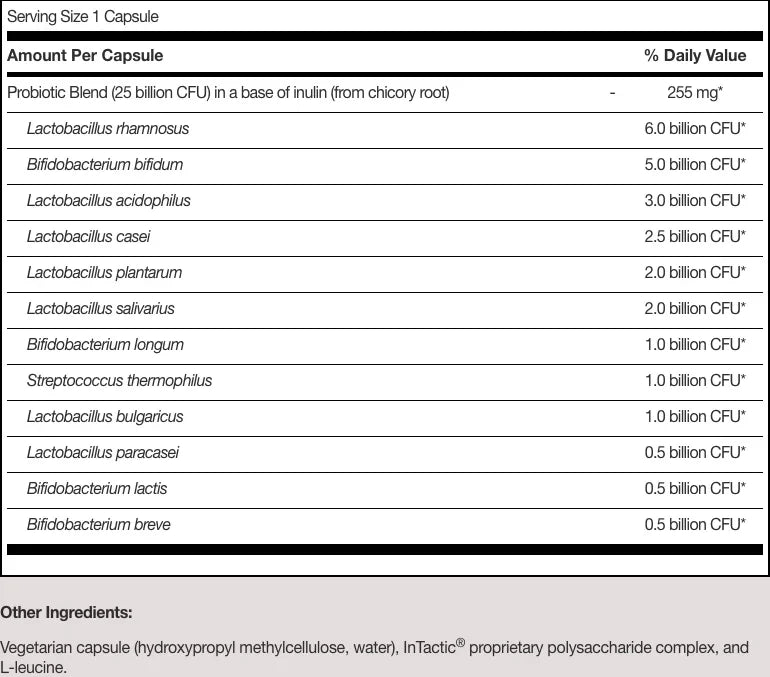 SFI Health Ther-Biotic Complete — Probiótico 12 Cepas · 25 mil millones UFC