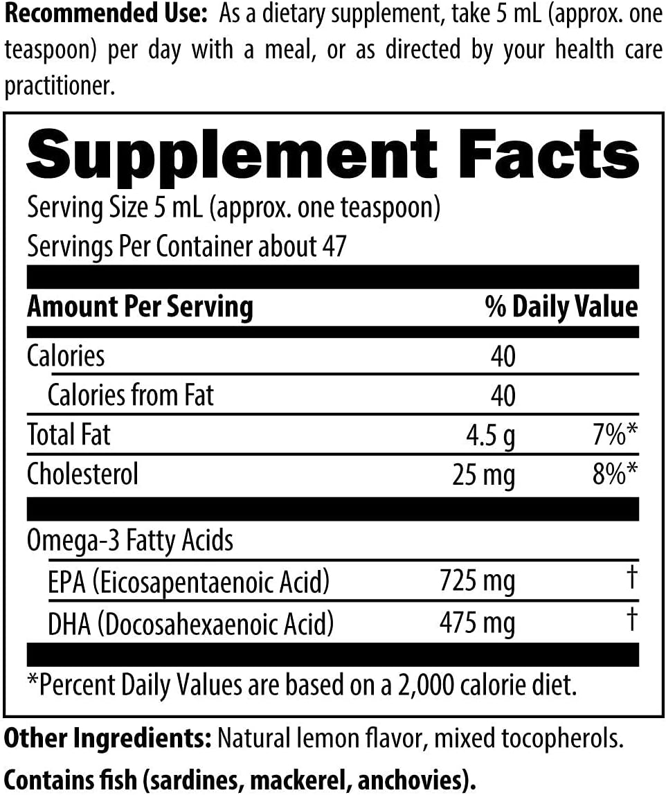 Designs for Health OmegAvail Liquid — Omega-3 Líquido 1.500 mg (725 EPA / 475 DHA) · Sabor Limón