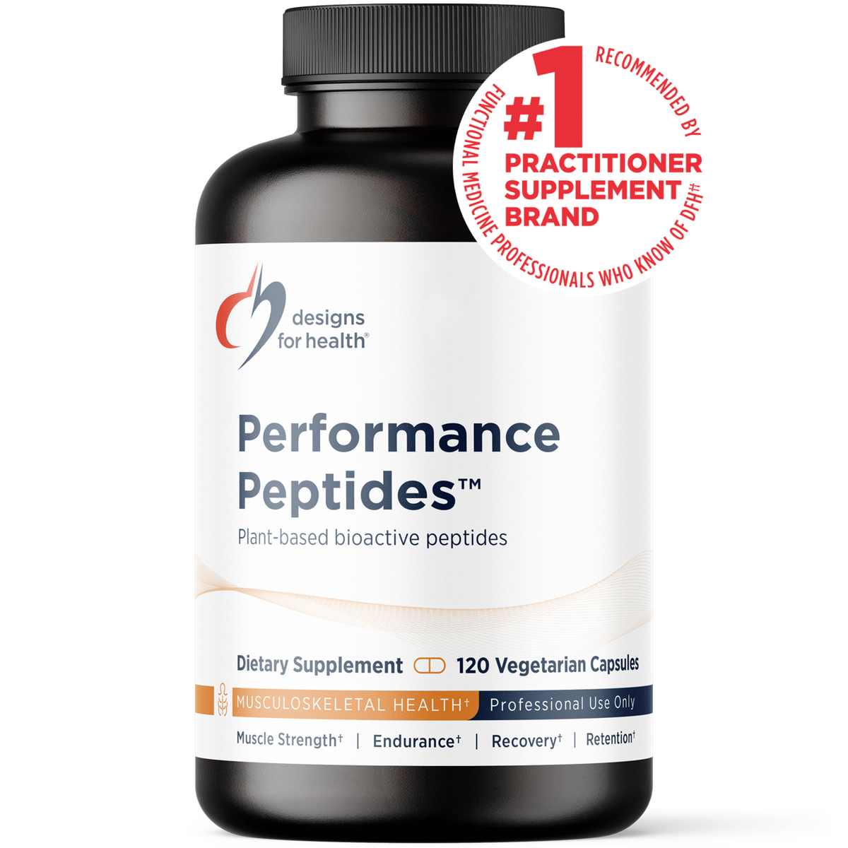 Designs for Health Performance Peptides con PeptiStrong, 120 cápsulas