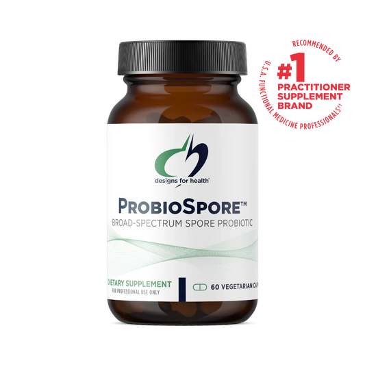 Designs for Health ProbioSpore — Probiótico de Esporas 10 mil millones UFC · Estable sin Refrigeración