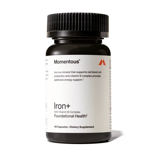 Momentous Iron+ — Hierro Ferrochel 25 mg + Vitamina C y Complejo B · 60 cápsulas