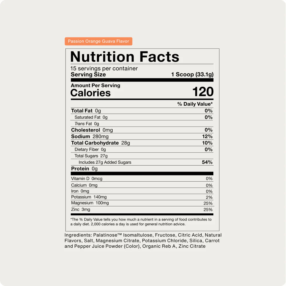 Momentous Fuel — Passion Orange Guava · Carbohidrato + Electrolitos Intra-Entrenamiento