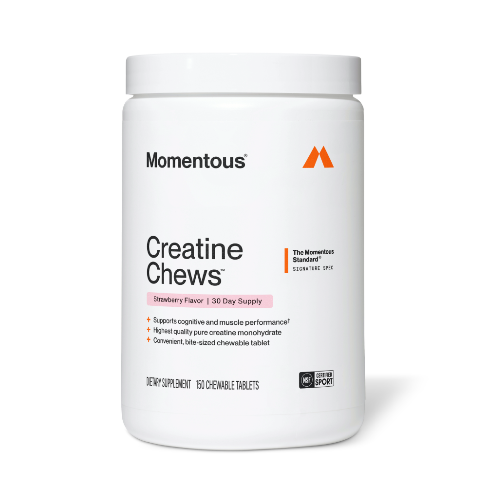 Momentous Creatine Chews — Creatina Creapure® 1 g por tableta · Frutilla · 150 tabletas