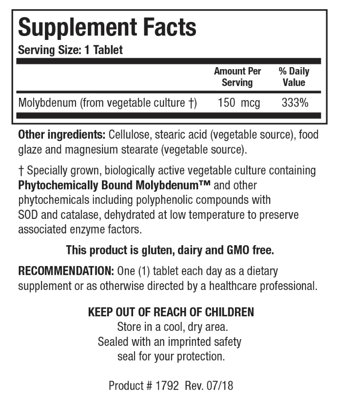 Biotics Research Mo-Zyme Forte™ (Molibdeno) 100 tabs