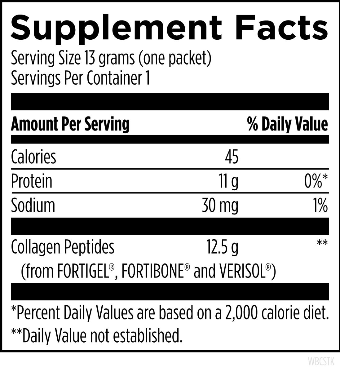 Supplement Facts — etiqueta oficial