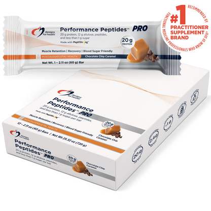 Designs for Health Performance Peptides PRO Bar — 20 g Proteína + PeptiStrong 2,4 g · 12 unidades